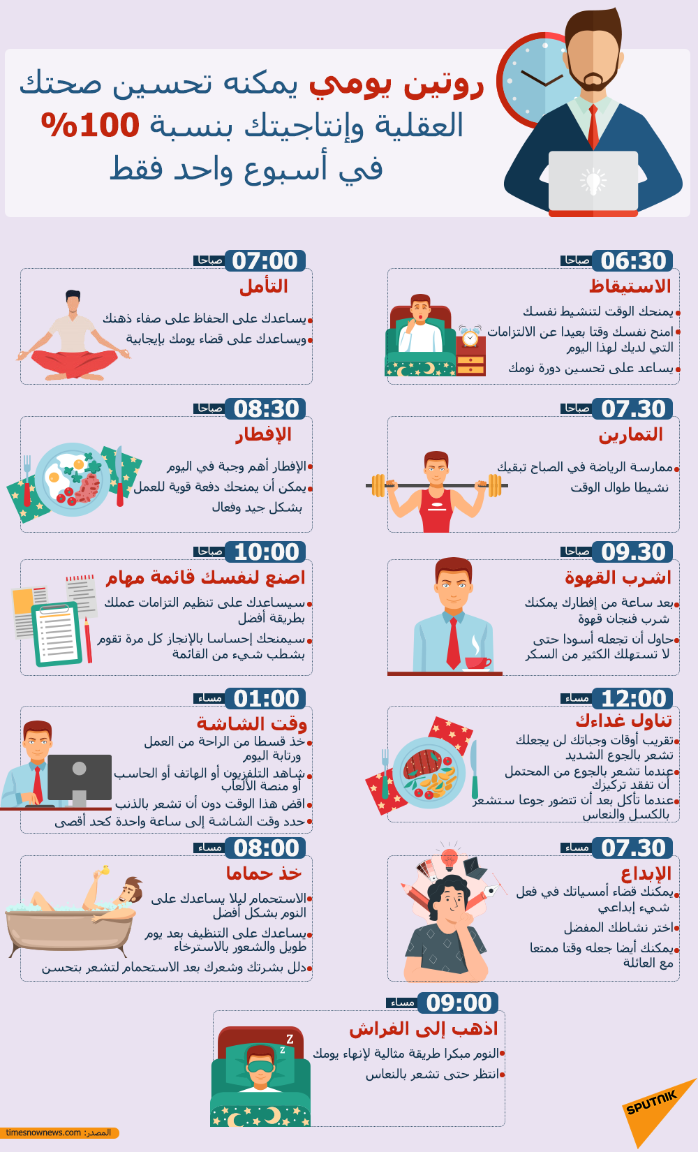 روتين يومي يمكنه تحسين صحتك العقلية وإنتاجيتك بنسبة 100% - سبوتنيك عربي, 1920, 02.02.2021
