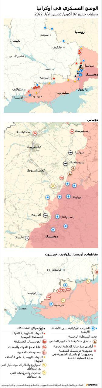 خريطة العملية العسكرية الروسية الخاصة في أوكرانيا بتاريخ 7 أكتوبر 2022 - سبوتنيك عربي