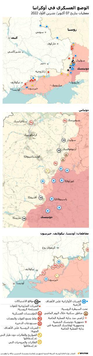 خريطة العملية العسكرية الروسية الخاصة في أوكرانيا بتاريخ 7 أكتوبر 2022 - سبوتنيك عربي