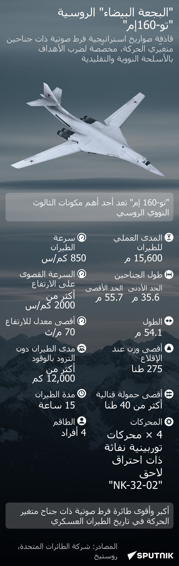 البجعة البيضاء الروسية تو 160إم - سبوتنيك عربي