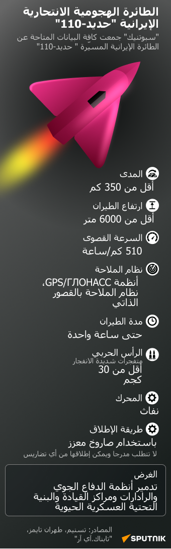 الطائرة الهجومية الانتحارية الإيرانية حديد-110 - سبوتنيك عربي