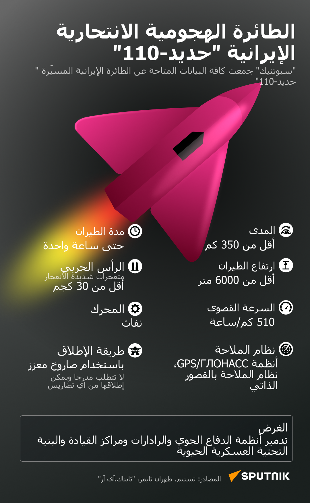 الطائرة الهجومية الانتحارية الإيرانية حديد-110 - سبوتنيك عربي