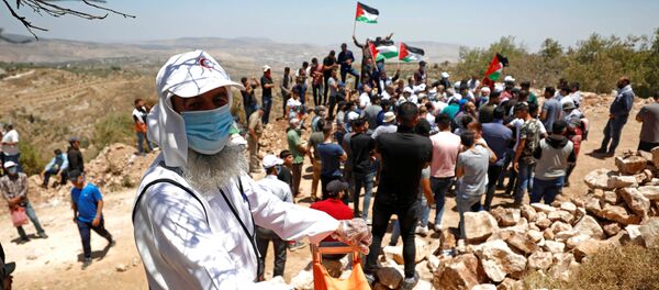 مظاهرات ضد خطة ضم إسرائيل لأراضي الضفة الغربية، عصيرة الشمالية، يوليو 2020 - سبوتنيك عربي