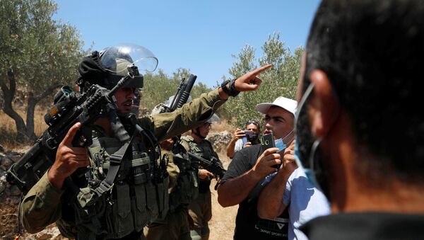 مظاهرات ضد خطة ضم إسرائيل لأراضي الضفة الغربية، بلدة بيتا الفوقا، يوليو 2020 - سبوتنيك عربي