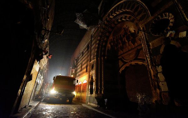 حريق سوق البزورية في العاصمة السورية دمشق  - سبوتنيك عربي