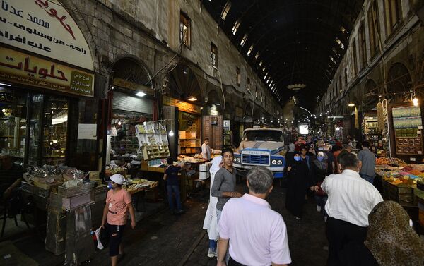  حريق سوق البزورية في العاصمة السورية دمشق  - سبوتنيك عربي