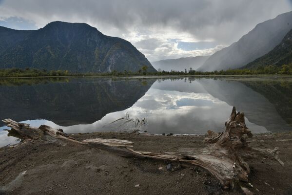 منحدر كيرساي والضفة الجنوبية لبحيرة تيليتسكويه في جمهورية ألتاي الروسية - سبوتنيك عربي