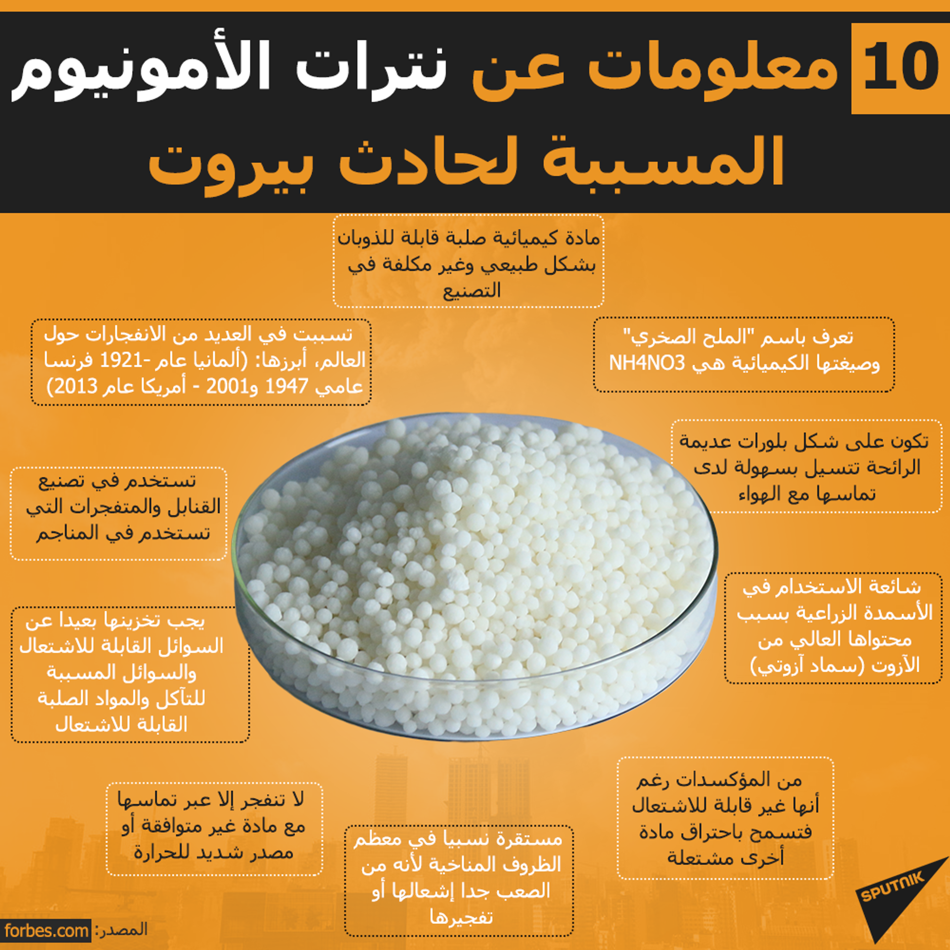 مادة الأمونيوم التي تسببت في انفجار مرفأ بيروت - سبوتنيك عربي, 1920, 23.11.2021