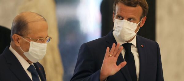 ماكرون وميشيل عون  - سبوتنيك عربي