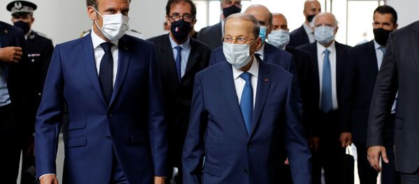 الرئيس الفرنسي إيمانويل ماكرون في بيروت، لبنان 6 أغسطس 2020 - سبوتنيك عربي
