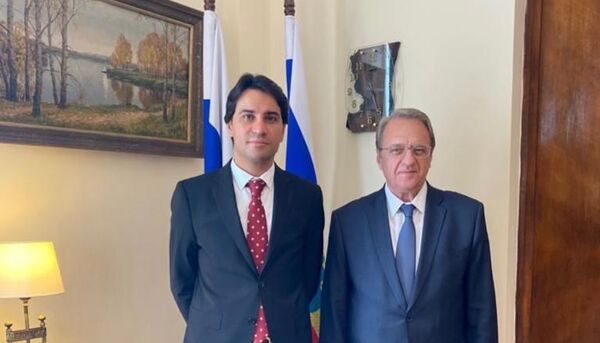 نائب وزير الخارجية الروسي ميخائيل بوغدانوف مع السفير عبد الباسط البدري المبعوث الشخصي  و المستشار الخاص لرئيس مجلس النواب الليبي عقيلة صالح - سبوتنيك عربي