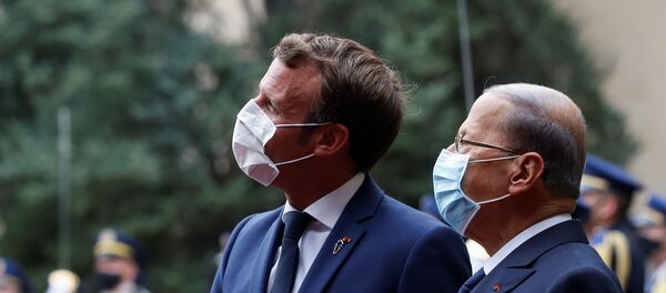 مراسم استقبال الرئيس الفرنسي إيمانويل ماكرون في بعبدا، لبنان 1 سبتمبر 2020 مراسم استقبال الرئيس الفرنسي إيمانويل ماكرون في بعبدا، لبنان 1 سبتمبر 2020 - سبوتنيك عربي