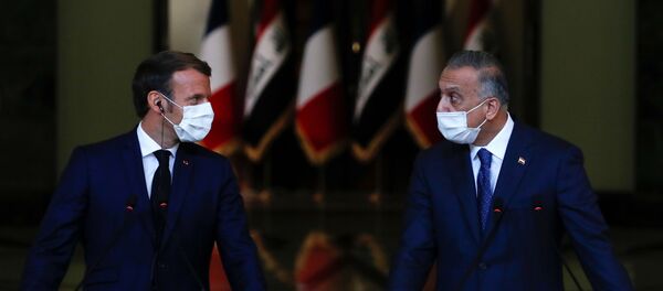 رئيس الوزراء العراقي مصطفى الكاظمي والرئيس الفرنسي إيمانويل ماكرون رئيس الوزراء العراقي مصطفى الكاظمي والرئيس الفرنسي إيمانويل ماكرون - سبوتنيك عربي