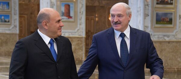 الرئيس البيلاروسي ألكسندر لوكاشينكو يلتقي مع رئيس الوزراء الروسي ميخائيل ميشوستين في مينسك، بيلاروسيا 3 سبتمبر 2020 الرئيس البيلاروسي ألكسندر لوكاشينكو يلتقي مع رئيس الوزراء الروسي ميخائيل ميشوستين في مينسك، بيلاروسيا 3 سبتمبر 2020 - سبوتنيك عربي