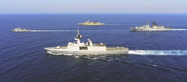 التوتر بين تركيا واليونان - سفن حربية يونانية وإيطالية وفرنسية وقبرصية، البحر الأبيض المتوسط، 31 أغسطس 2020 - سبوتنيك عربي