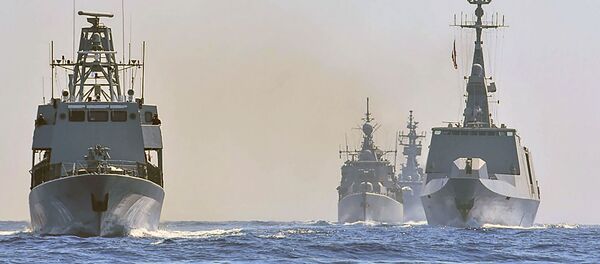 التوتر بين تركيا واليونان - سفن حربية يونانية وإيطالية وفرنسية وقبرصية، البحر الأبيض المتوسط، 31 أغسطس 2020 - سبوتنيك عربي