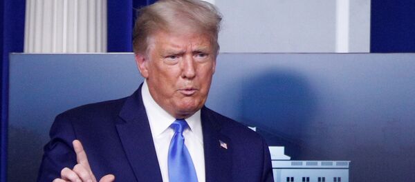 الرئيس الأمريكي دونالد ترامب يوم الأربعاء في مؤتمر صحفي بالبيت الأبيض 23 سبتمبر أيلول 2020  - سبوتنيك عربي