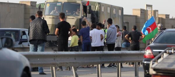 التصاعد العسكري بين أرمينيا و أذربيجان - قوات الجيش الأذربيجاني في باكو، أذربيجان، 27 سبتمبر 2020 - سبوتنيك عربي