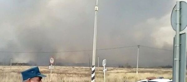 منطقة الحريق الذي اندلع في مخزن للأسلحة في مقاطعة ريازان، روسيا 7 أكتوبر 2020 - سبوتنيك عربي