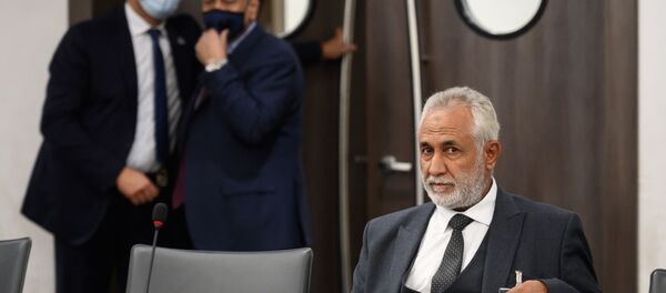 رئيس الوفد العسكري لحكومة الوفاق الوطني أحمد علي أبو شحمة، محادثات اللجنة العسكرية الليبية المشتركة (5+5)، يوم الاثنين الماضي، في مقر الأمم المتحدة في جنيف، سويسرا 20 أكتوبر 2020 - سبوتنيك عربي