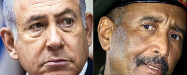 رئيس مجلس السيادة في السودان عبد الفتاح البرهان، رئيس الوزراء الإسرائيلي بنيامين نتنياهو - سبوتنيك عربي