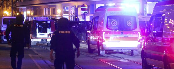 الشرطة في موقع الهجوم الإرهابي في النمسا - سبوتنيك عربي