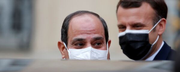  الرئيس الفرنسي، إيمانويل ماكرون والرئيس المصري عبدالفتاح السيسي في باريس، فرنسا 7 ديسمبر 2020 - سبوتنيك عربي