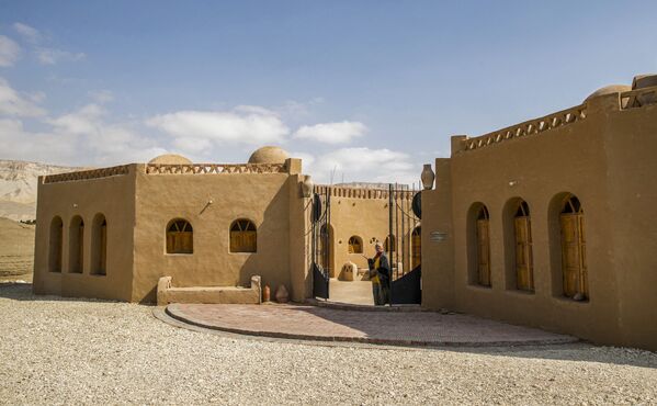 امرأة ألمانية، 72 عامًا، فريدل براون في فناء منزلها في بير الجبل بالقرب من الواحة في صحراء الداخلة، مصر 4 فبراير 2021 - سبوتنيك عربي