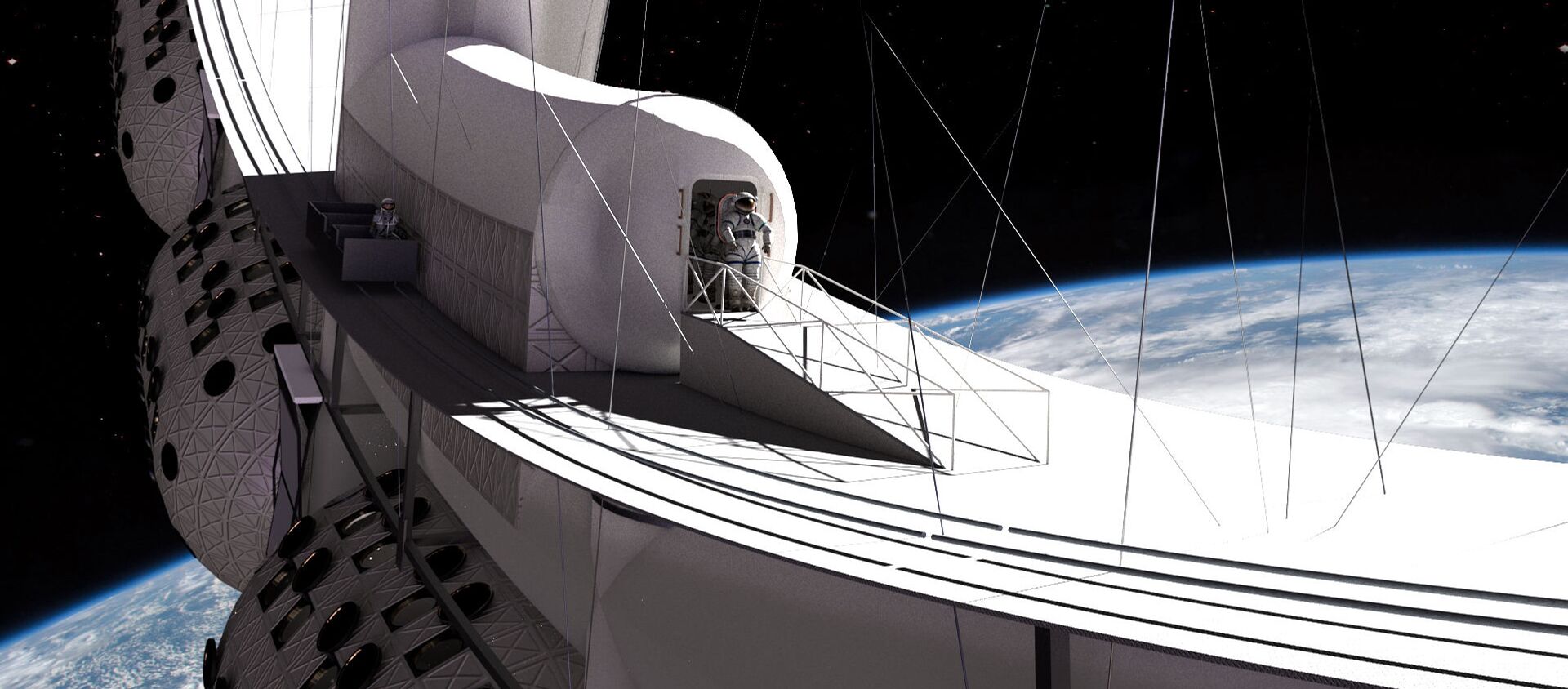  سائح يرتدي زي رائد فضاء يخرج من فندق فواياجير ستيشن الفضائي إلى الفضاء المفتوح - سبوتنيك عربي, 1920, 07.06.2021