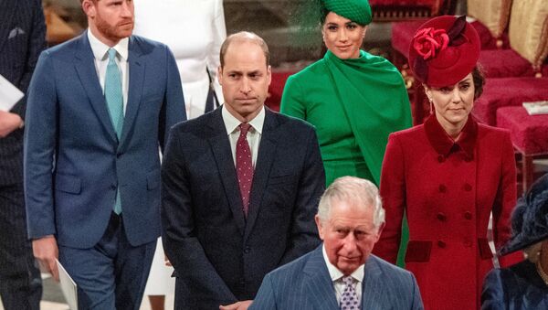 الأمير هاري ووالده الأمير تشارلز ولي عهد إنجلترا وأخيه الأمير وليام دوق كامبريدج - سبوتنيك عربي