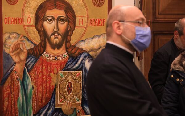 افتتاح معرض الأيقونة الثاني في قاعات الصليب المقدس في دمشق، سوريا 9 أبريل 2021 افتتاح معرض الأيقونة الثاني في قاعات الصليب المقدس في دمشق، سوريا 9 أبريل 2021 - سبوتنيك عربي