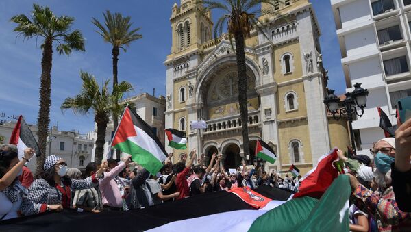 مظاهرات في تونس تضامنا مع الشعب الفلسطيني - سبوتنيك عربي