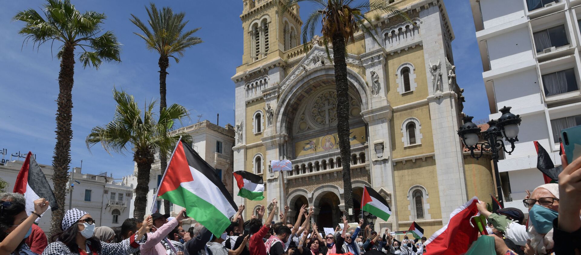 مظاهرات في تونس تضامنا مع الشعب الفلسطيني - سبوتنيك عربي, 1920, 18.05.2021