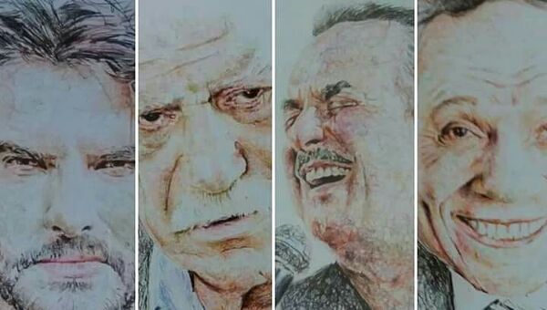 لوحة من تنفيذ الرسام السوري حسام قنديل جمعت عددا من نجوم العالم العربي - سبوتنيك عربي