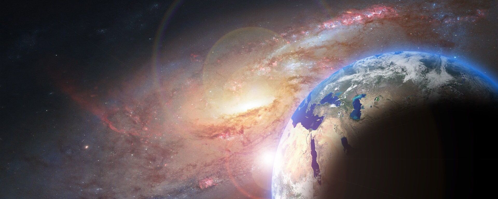 كوكب الأرض إلى جانب مجرة في مشهد خيالي  - سبوتنيك عربي, 1920, 30.08.2021