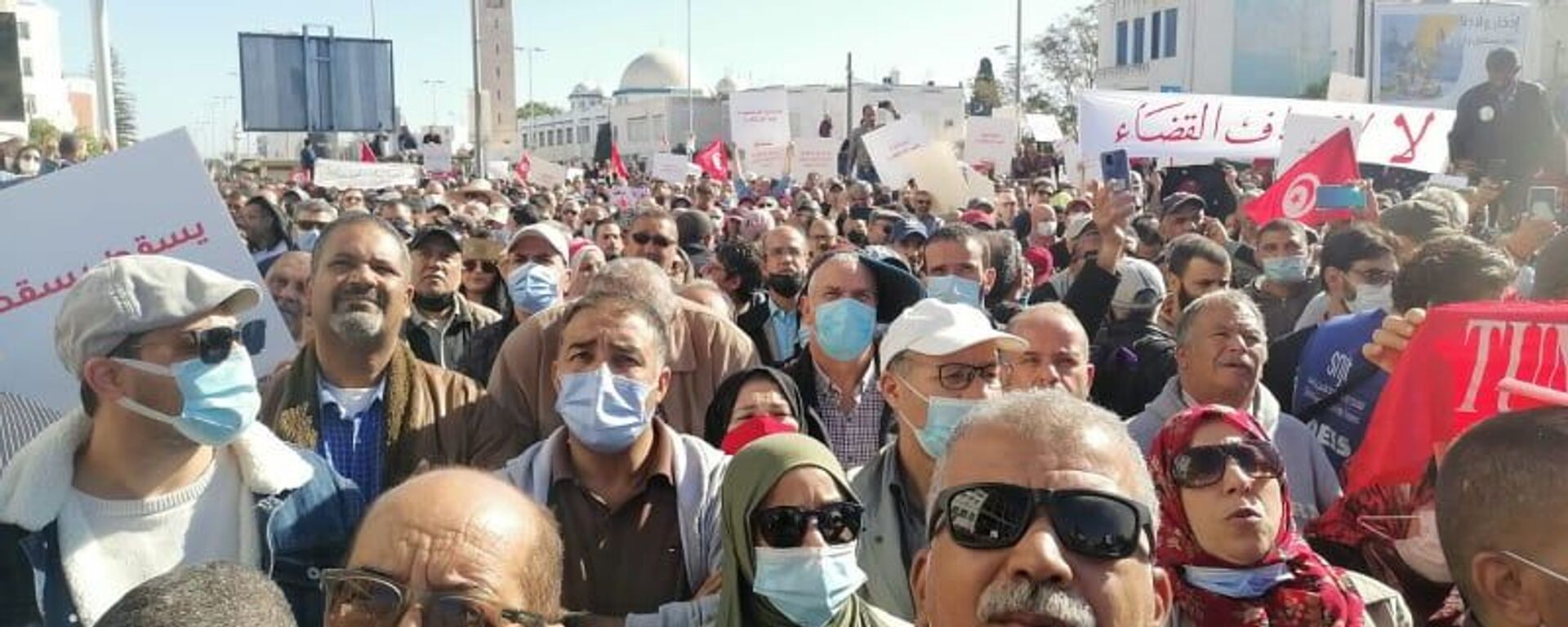 مسيرة احتجاجية ضد إجراءات الرئيس التونسي قيس سعيد - سبوتنيك عربي, 1920, 07.03.2022