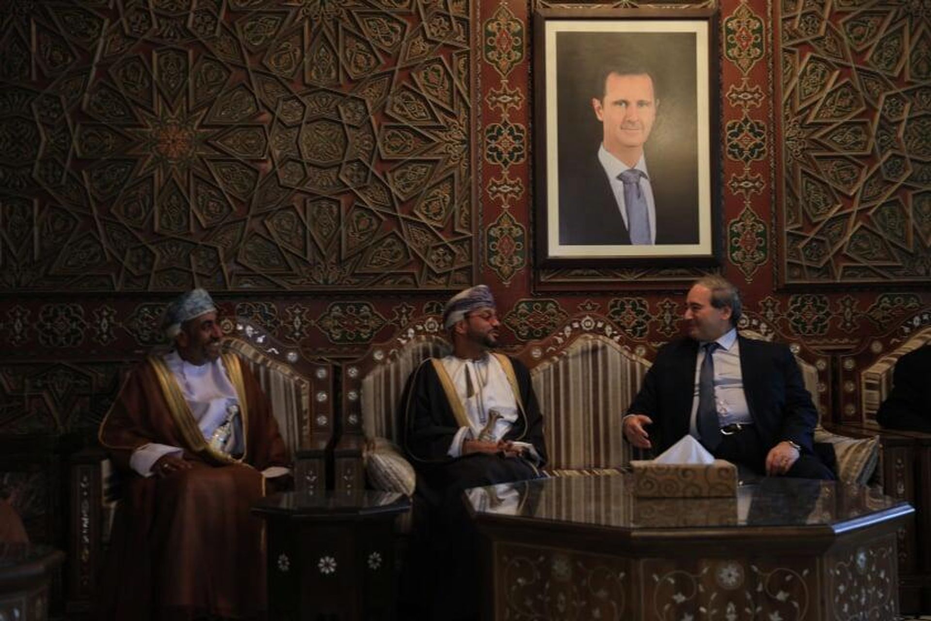 استقبال وزير الخارجية السوري فيصل مقداد لوزير الخارجية العماني بدر بن حمد بن حمود البوسعيدي في دمشق، سوريا 31 يناير 2022 - سبوتنيك عربي, 1920, 31.01.2022