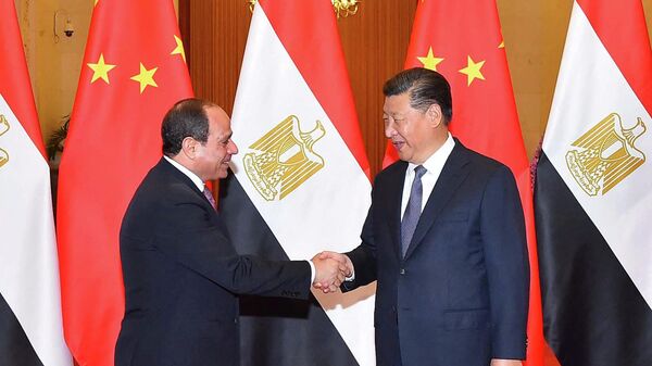 الرئيس الصيني، شي جين بينغ، مع نظيره المصري، عبد الفتاح السيسي - سبوتنيك عربي