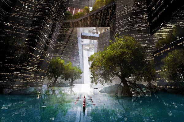 تُظهر صورة قدمتها نيوم السعودية لخطة تصميم الهياكل المتوازية التي يبلغ ارتفاعها 500 متر، والمعروفة مجتمعة باسم The Line، في قلب مدينة البحر الأحمر العملاقة نيوم،  26 يوليو 2022  - سبوتنيك عربي