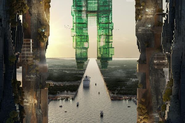 تُظهر صورة قدمتها &quot;نيوم&quot; السعودية لخطة تصميم الهياكل المتوازية التي يبلغ ارتفاعها 500 متر، والمعروفة مجتمعة باسم The Line، في قلب مدينة البحر الأحمر العملاقة نيوم،  26 يوليو 2022 - سبوتنيك عربي