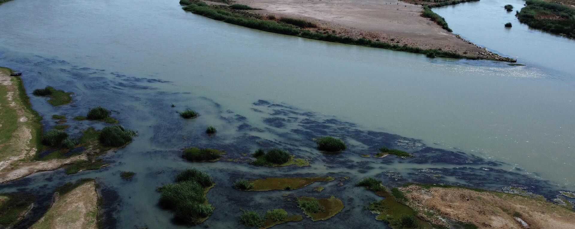 المياه الملوثة من نهر الفرات، المصدر الرئيسي للشرب والري، في محافظة الحسكة، سوريا - سبوتنيك عربي, 1920, 15.01.2024