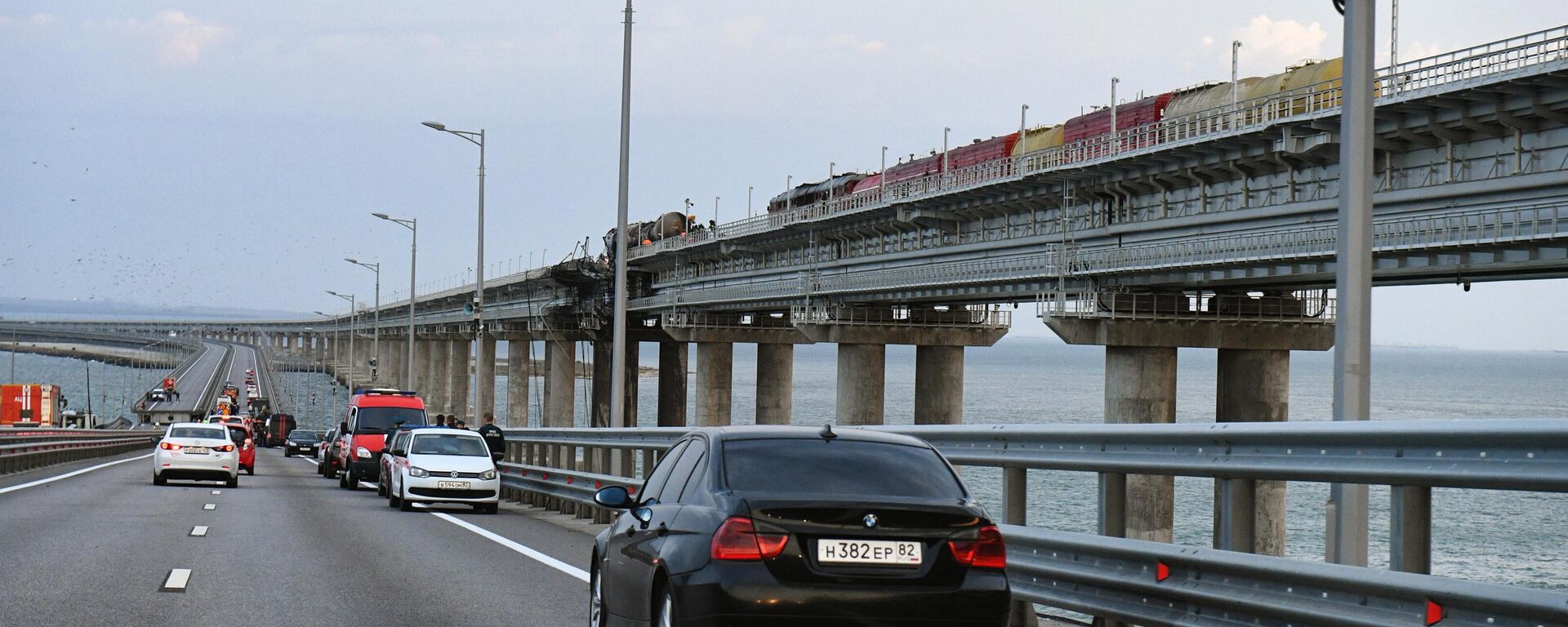 جسر القرم الروسي بعد حادث انفجار، 8 أكتوبر 2022 - سبوتنيك عربي, 1920, 02.09.2023