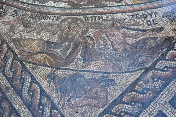 اكتشاف لوحة فسيفسائية، تعتبر الأندر عالمياً، في مدينة (الرستن الفوقاني) في محافظة حمص وسط سوريا - سبوتنيك عربي