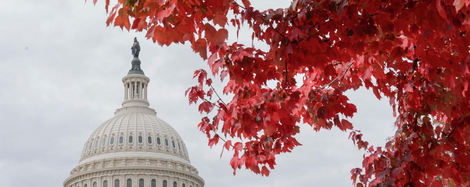 أوراق الخريف الحمراء تحيط بمبنى الكابيتول الأمريكي في مبنى الكابيتول هيل في واشنطن، الولايات المتحدة 28 أكتوبر 2022 - سبوتنيك عربي, 1920, 10.02.2024