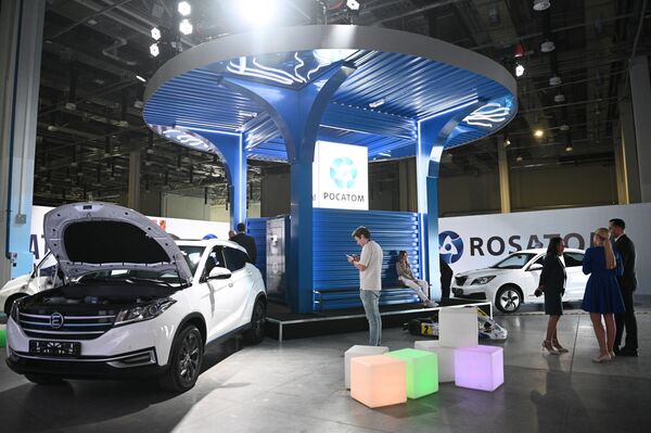 جناح شركة "روساتوم" الحكومية في المعرض في إطار المنتدى الدولي الثاني عشر ""آتوم إكسبو 2022" في سوتشي - سبوتنيك عربي
