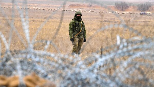 Военнослужащий инженерной бригады проводит разминирование территории в южном секторе специальной военной операции - سبوتنيك عربي