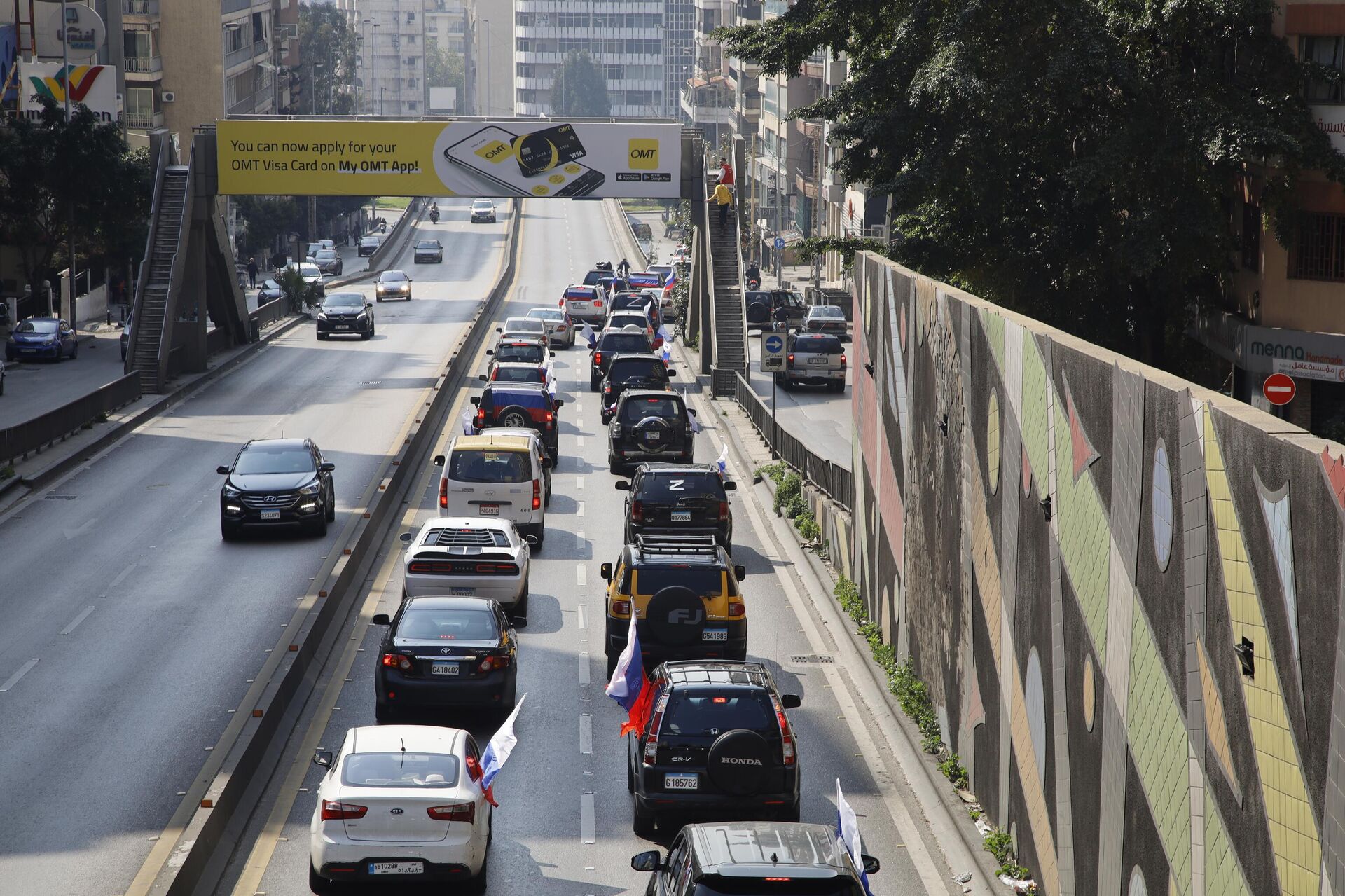 مسيرة سيارة في شوارع بيروت دعما لروسيا - سبوتنيك عربي, 1920, 26.02.2023