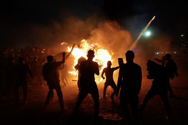 مراسم الاحتفال بمهرجان توريتو التقليدي (الثور الصغير)، للألعاب النارية في تولتيبيك، المكسيك، في 8 مارس 2023. - سبوتنيك عربي