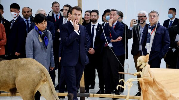 الرئيس الفرنسي، إيمانويل ماكرون في بكين، الصين - سبوتنيك عربي
