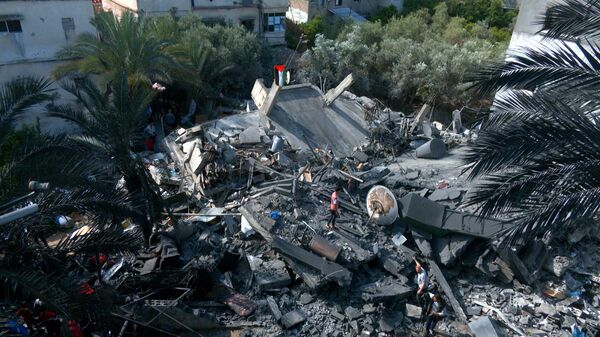 آثار القصف الإسرائيلي في  قطاع غزة - سبوتنيك عربي